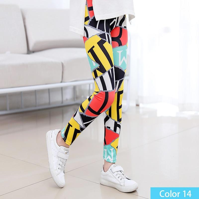 Girls Print Pants Print Flower Skinny Leggings 4-11 Years - MomyMall Color12 / 4-5 Years