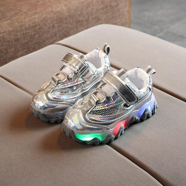 Boy Girl Glowing Luminous Led Light Up Breathable Sneakers Shoes - MomyMall Gray / US5.5/EU21/UK4.5Toddle