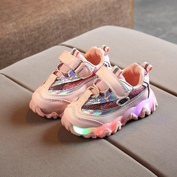 Boy Girl Glowing Luminous Led Light Up Breathable Sneakers Shoes - MomyMall Pink / US5.5/EU21/UK4.5Toddle