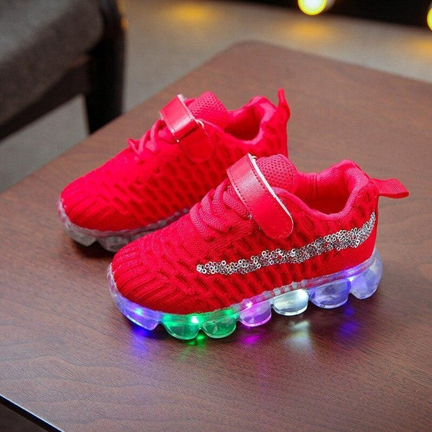 Boy Girl Breathable Non-slip Led Light Up Glowing Casual Shoes - MomyMall Red / US5.5/EU21/UK4.5Toddle
