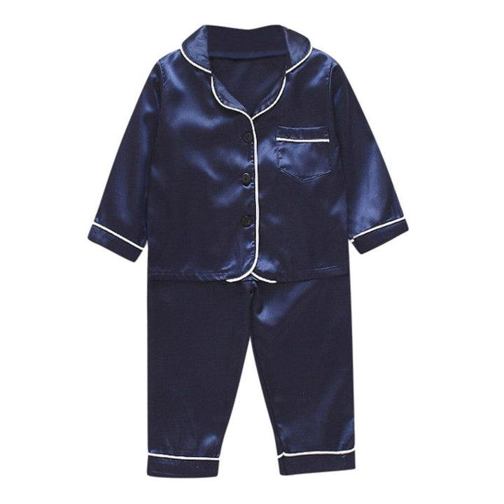 Toddler Baby Boys Long Sleeve Solid Pajamas Sleepwear 2 Pcs - MomyMall