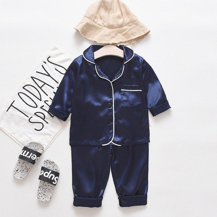 Toddler Baby Boys Long Sleeve Solid Pajamas Sleepwear 2 Pcs - MomyMall Blue / 6-12M