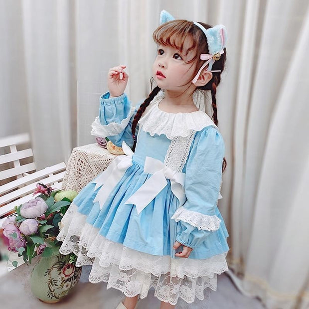 Spanish Girls Boutique Party Lace Bow Gown Lolita Robe Dresses 2- 6 Years - MomyMall