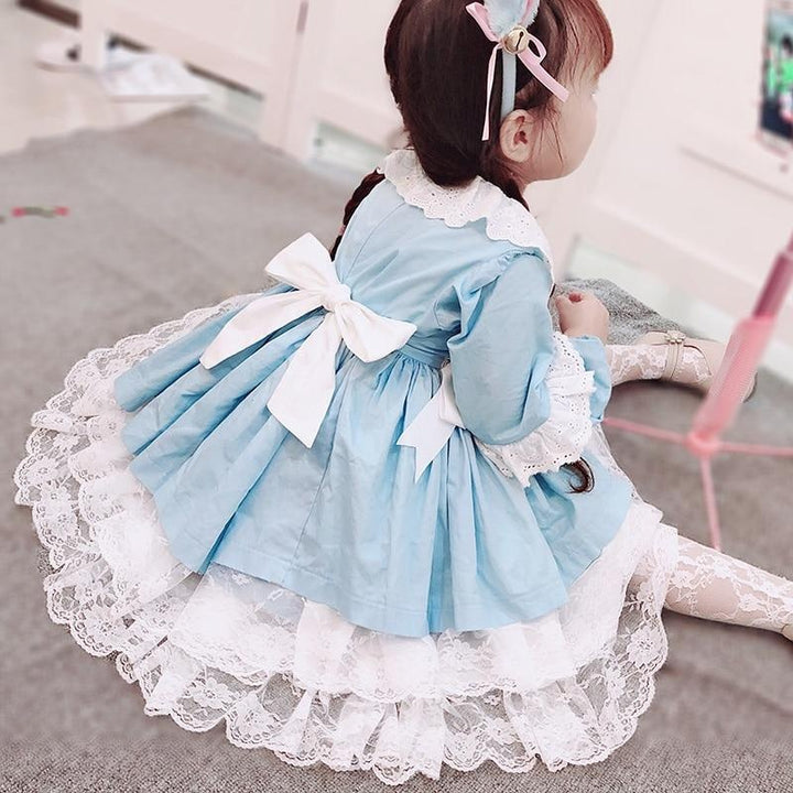 Spanish Girls Boutique Party Lace Bow Gown Lolita Robe Dresses 2- 6 Years - MomyMall