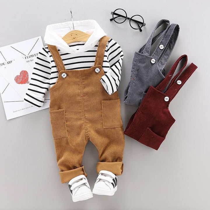 Baby Boys Girls Clothes Striped Tops Bib 2pcs/sets - MomyMall
