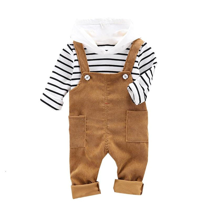 Baby Boys Girls Clothes Striped Tops Bib 2pcs/sets - MomyMall
