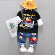 Boys Girs Cartoon Letter Sets Tracksuit 2 Pcs/Suit - MomyMall Black no hat / 2-3 Years