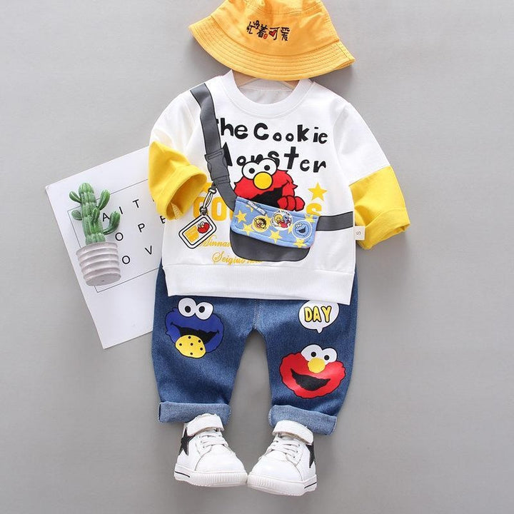 Boys Girs Cartoon Letter Sets Tracksuit 2 Pcs/Suit - MomyMall White no hat / 2-3 Years