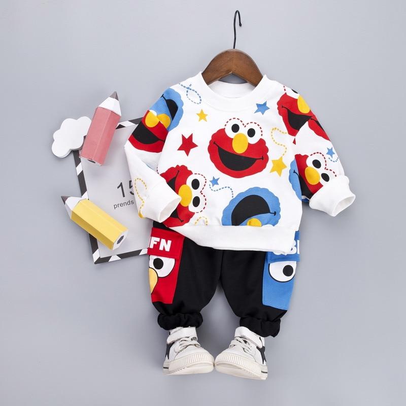 Boys Girls Casual Cartoon Fashion Tracksuit 2Pcs/Sets - MomyMall White / 6-12 Months