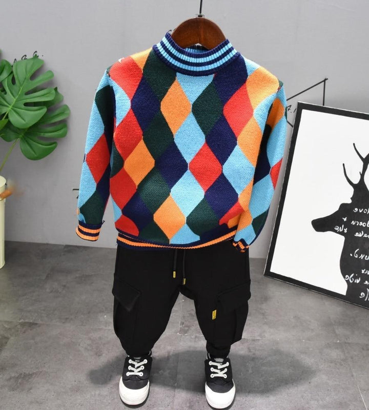 Kids Boy Clothing Sets Knit Tops + Bottoms 2 Pcs Sets 2-6 Years - MomyMall 2pcs set / 2T--height 90cm