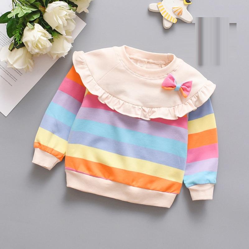 Baby Girl Sweatshirt Rainbow Striped Shirt 0-5 Years