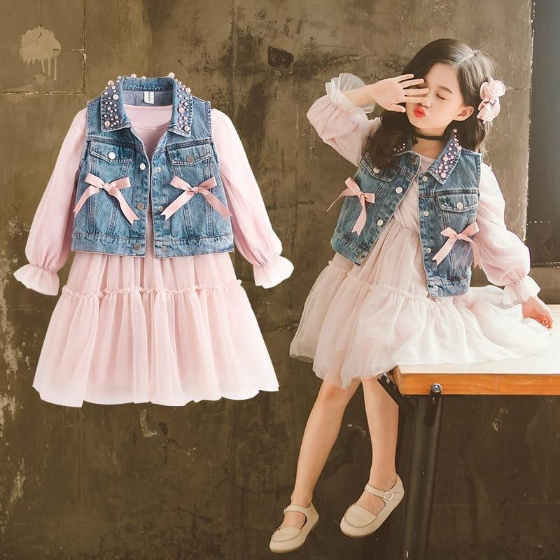 Girls Clothing Kids Dresses Casual Princess Teenagers For Girls 3-10 Years - MomyMall Pink / 2-3 Years