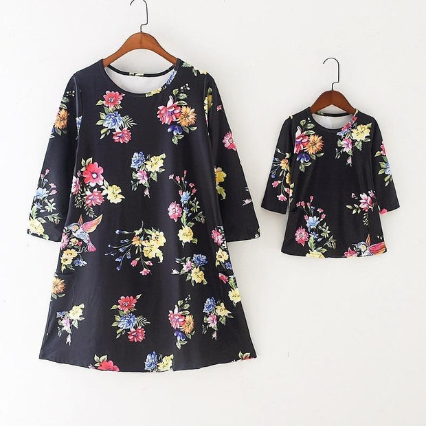 Mommy and Me Family Matching Dresses Casual Floral Outfits - MomyMall