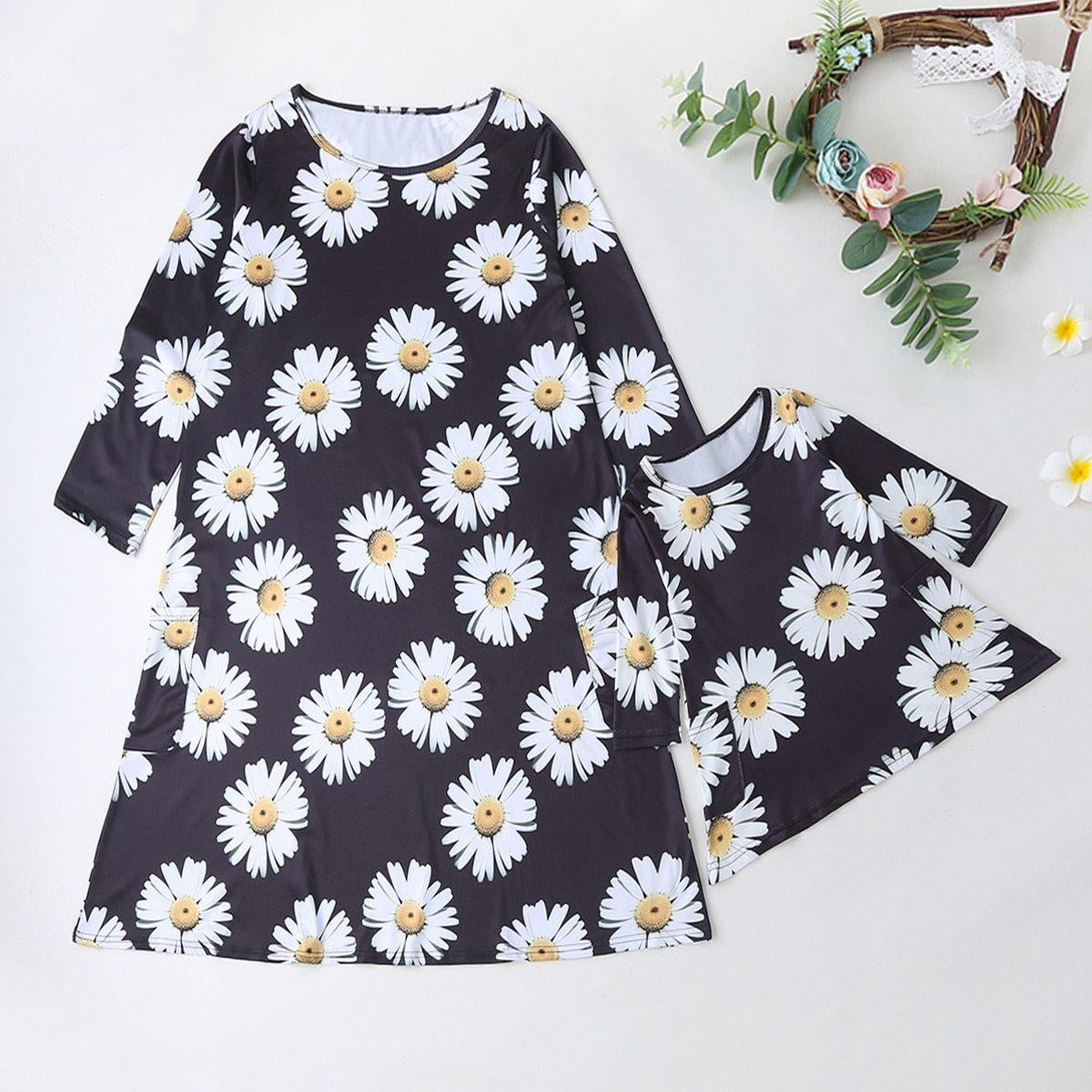 Mommy and Me Family Matching Dresses Casual Floral Outfits - MomyMall