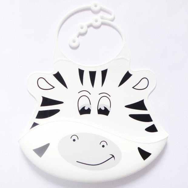 Baby Bibs Animal Waterproof Cartoon Waterproof Silicone Feeding Towel - MomyMall White