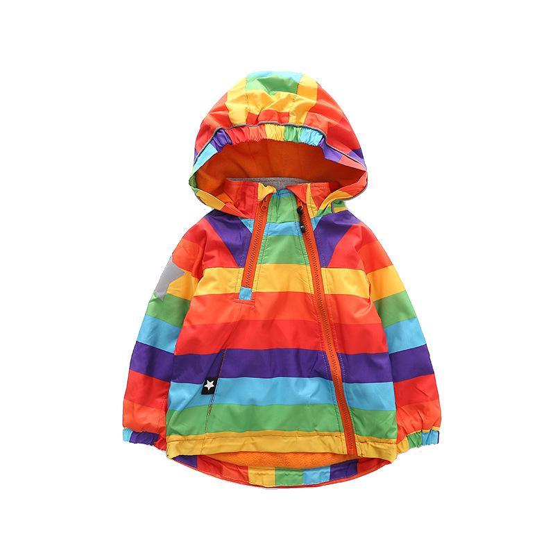 Kids Boys Girls Rainbow Parka Autumn Warm Windbreaker Jacket 2-12 Year - MomyMall