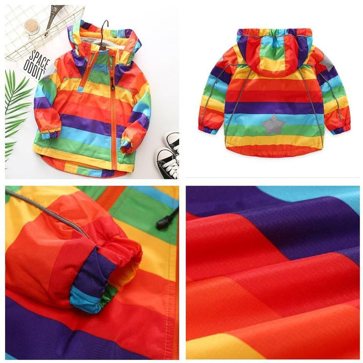 Kids Boys Girls Rainbow Parka Autumn Warm Windbreaker Jacket 2-12 Year - MomyMall