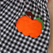 Toddler Girls Halloween Outfits Tops+ Plaid Skirt+ Headbands 3 Pcs 1-5 Years