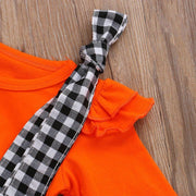 Toddler Girls Halloween Outfits Tops+ Plaid Skirt+ Headbands 3 Pcs 1-5 Years