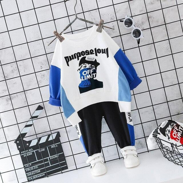 Boys Hooded Set Fashion Spring Autumn Casual Outfits 2 Pcs 1- 4 Years