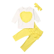 Toddler Kids GirlRuffle Top Tracksuit Headband 3pcs Outfit Sets