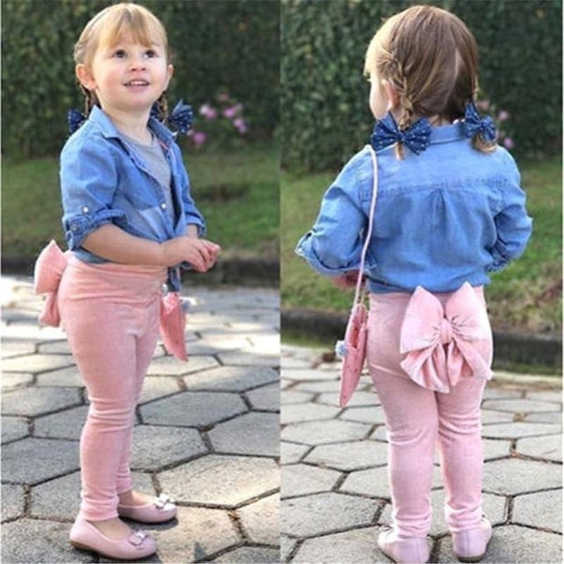 Toddler Kids Baby Girls Bowknot Bottoms Pants Leggings Trousers 1-5T