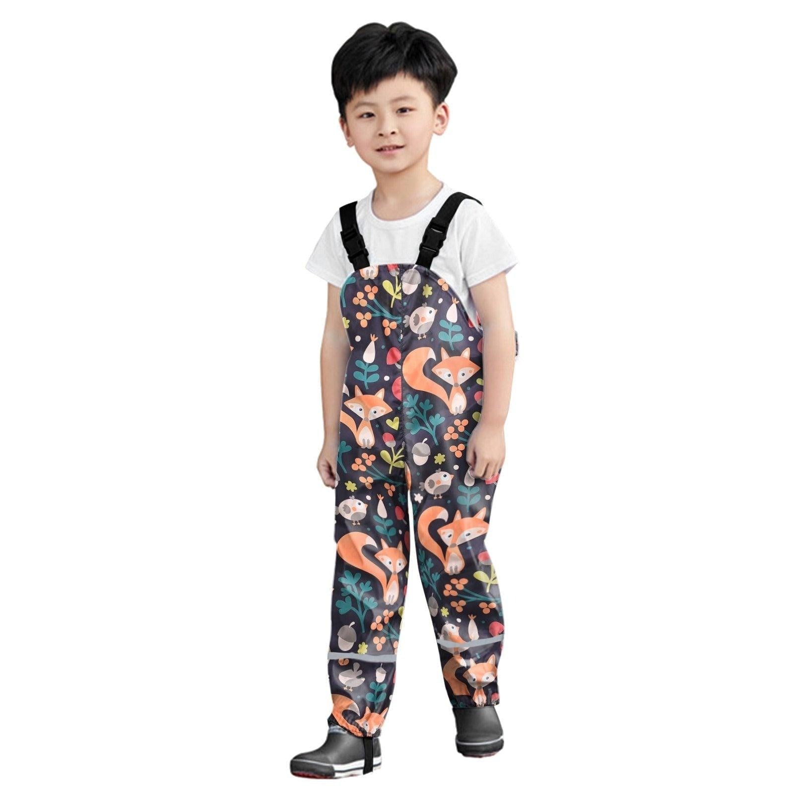 Toddler Kids Boys Girls Rain Dungarees Windproof Mud Jumpsuit Pants - MomyMall