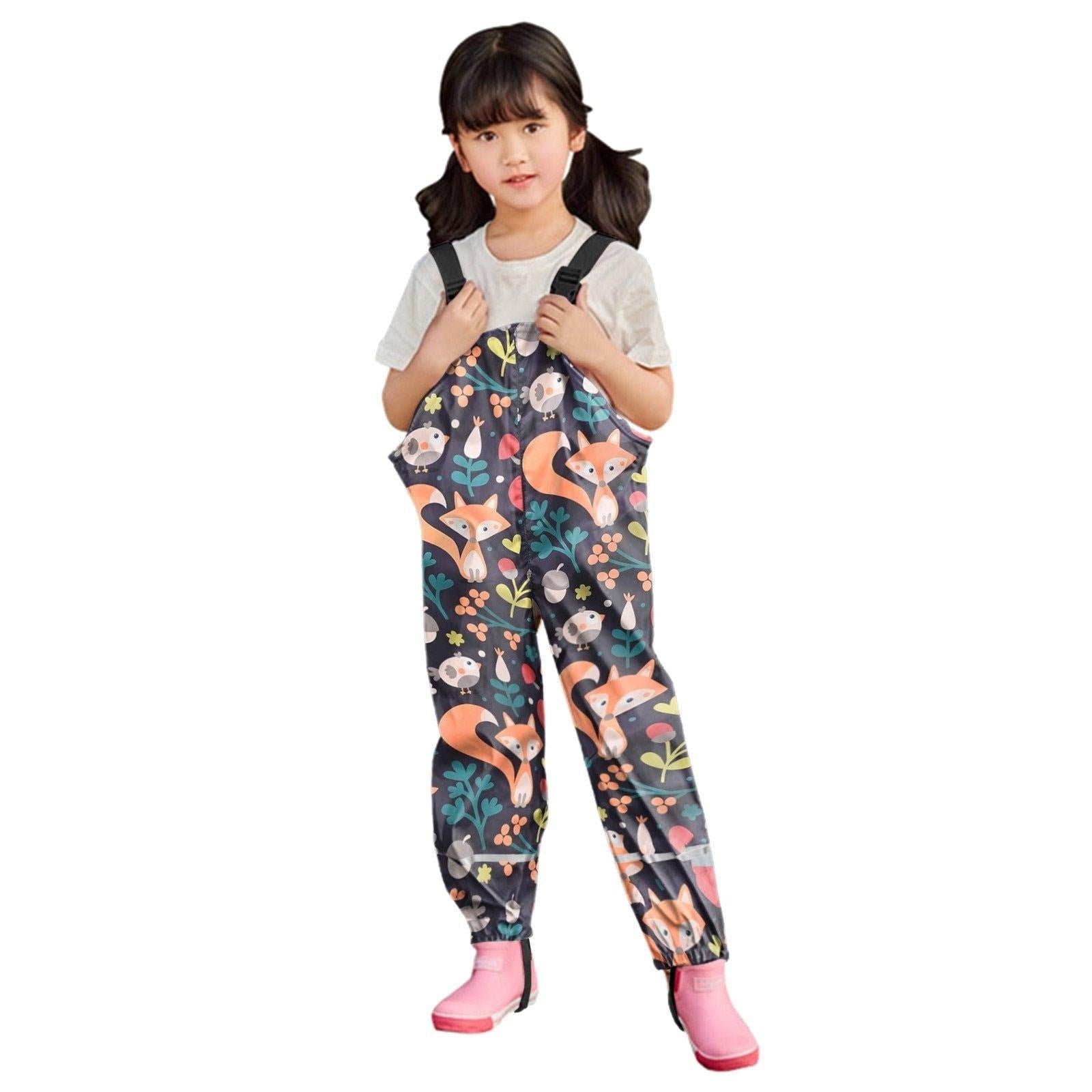 Toddler Kids Boys Girls Rain Dungarees Windproof Mud Jumpsuit Pants - MomyMall