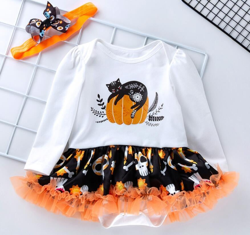 Toddler Baby Girl Rompers Tutu Party Costume Halloween Chirstmas with Headband - MomyMall