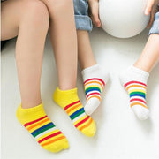 Kids Rainbow Striped Boys Girls Spring Autumn Striped Boat Socks 5 pair/1lot - MomyMall