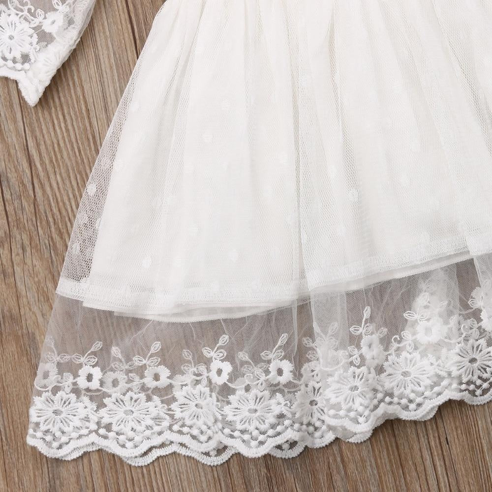 Baby Girls Bridesmaid White Fashion Party Lace Bow Dresses 0-5Y - MomyMall