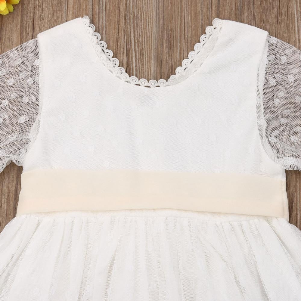 Baby Girls Bridesmaid White Fashion Party Lace Bow Dresses 0-5Y - MomyMall