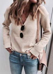 V-Neck Knitted Sweater Woman - MomyMall