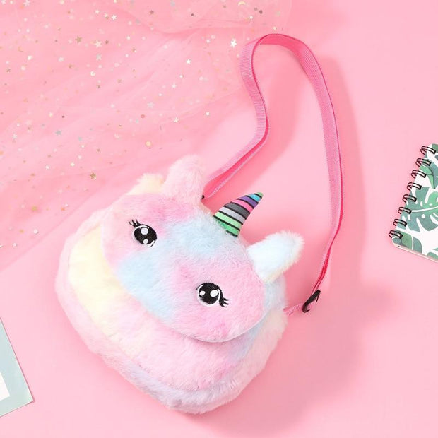 Kids Girl Unicorn Plush Bags Shoulder Animals Buckle Bag - MomyMall F