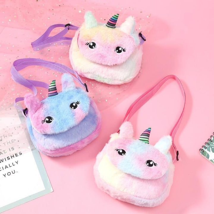 Kids Girl Unicorn Plush Bags Shoulder Animals Buckle Bag - MomyMall