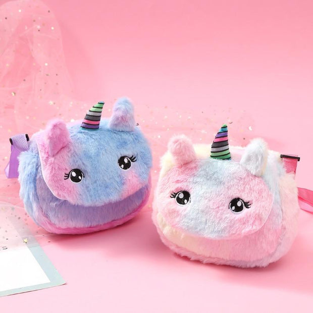 Kids Girl Unicorn Plush Bags Shoulder Animals Buckle Bag - MomyMall