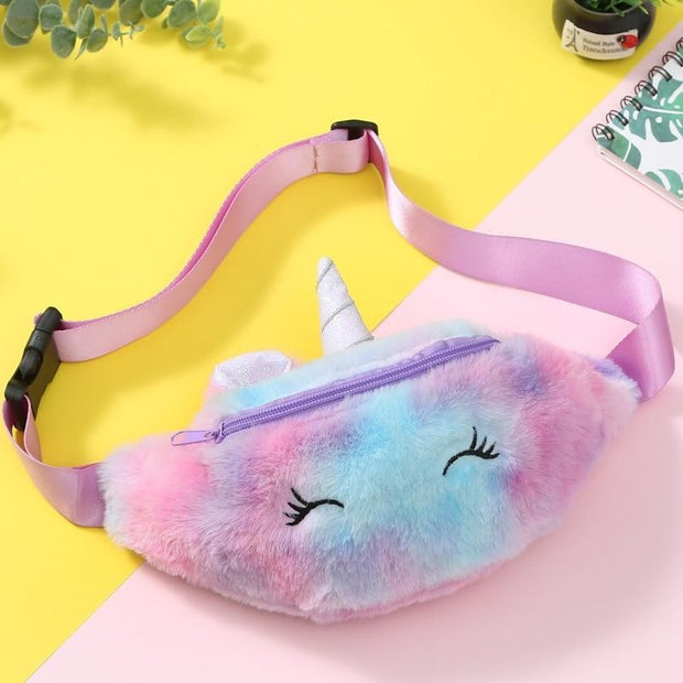 Kids Girl Unicorn Plush Bags Shoulder Animals Buckle Bag - MomyMall A