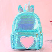 Kids Girls Unicorn Cute Sequins Backpack School Bags - MomyMall Blue