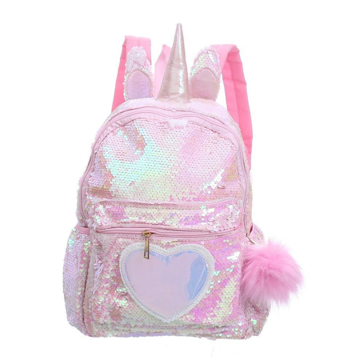 Kids Girls Unicorn Cute Sequins Backpack School Bags - MomyMall Pink