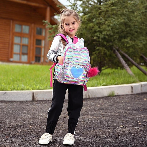 Kids Girls Unicorn Cute Sequins Backpack School Bags - MomyMall