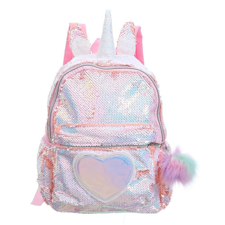 Kids Girls Unicorn Cute Sequins Backpack School Bags - MomyMall Orange