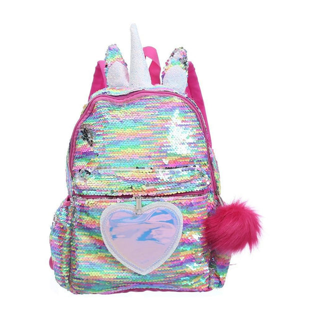 Kids Girls Unicorn Cute Sequins Backpack School Bags - MomyMall Multicolor