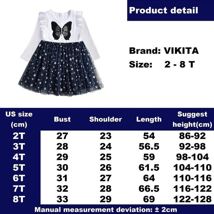 Kids Girls Autumn Dress Butterfly Sequins Princess Dresses 2- 8 Years - MomyMall