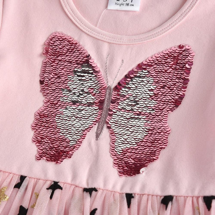 Kids Girls Autumn Dress Butterfly Sequins Princess Dresses 2- 8 Years - MomyMall