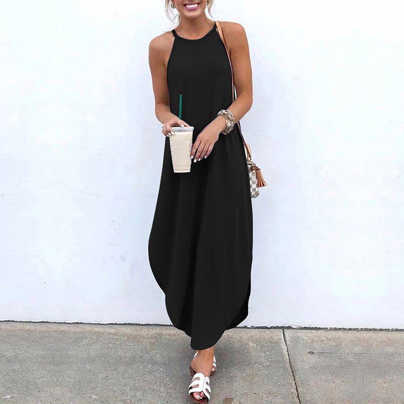 Sleeveless Asymmetrical Maxi Dress - Plus Size Dress