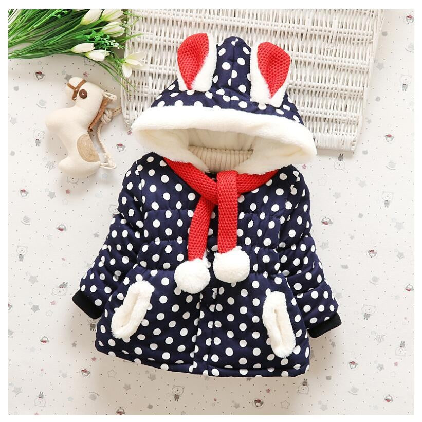 Baby Girl Outerwear Winter Cute Rabbit Jacket Thick Cotton-Padded Coat - MomyMall