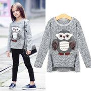 Girl Winter Cute Sweater Cartoon Cute Owl Sweater 6-14 Years - MomyMall
