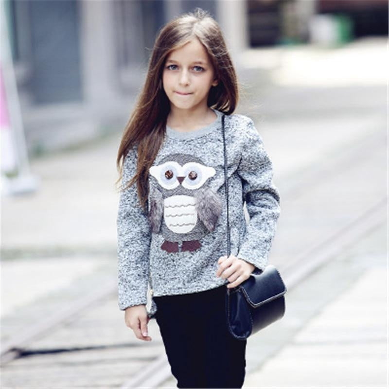 Girl Winter Cute Sweater Cartoon Cute Owl Sweater 6-14 Years - MomyMall