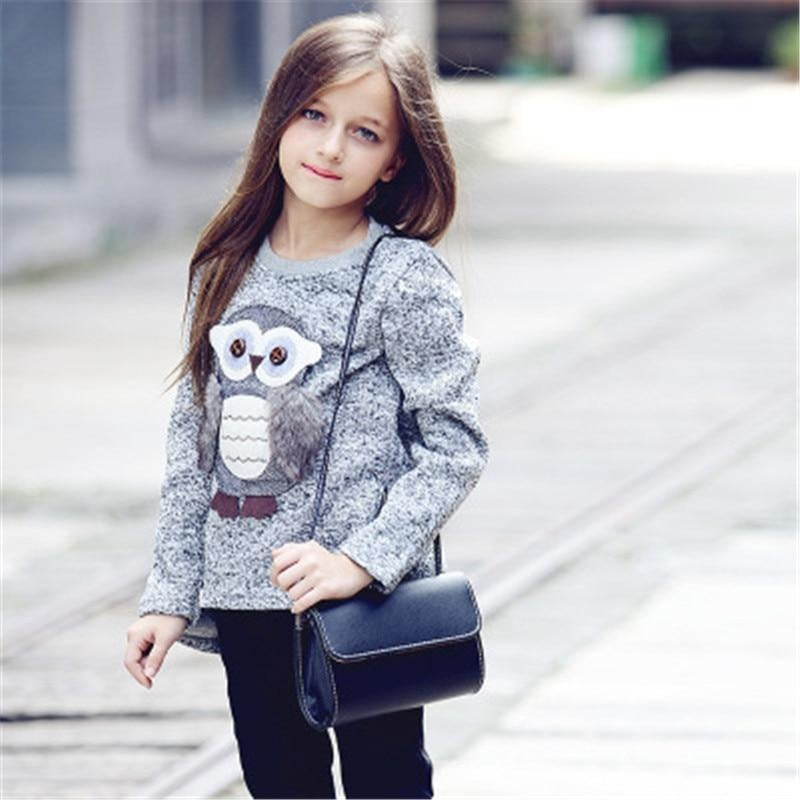 Girl Winter Cute Sweater Cartoon Cute Owl Sweater 6-14 Years - MomyMall