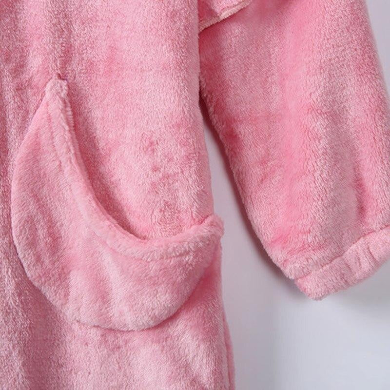 Winter Girls Boy Bathrobe Flannel Pajamas 2-12Y Hooded Sleepwear